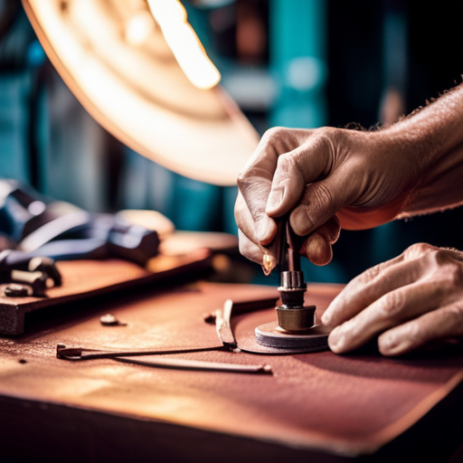 An image of a craftsman's hands molding leather around a foot or hand model to create perfectly fitting gloves and footwear