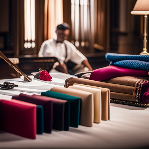 An image of a variety of fabrics laid out on a table, including silk, velvet, leather, and lace