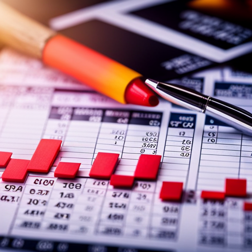 An image of a detailed spreadsheet with colorful graphs and charts depicting income, expenses, and profit margins for a costume business